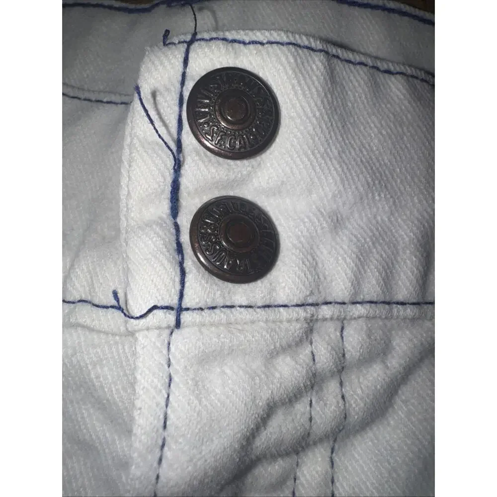 Levi’s Black Gold Tab Big E White Fatigue Cargo Pants With Blue Stitching 30x30